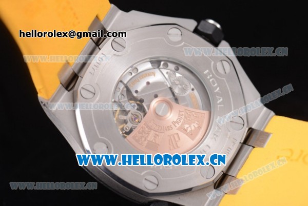 Audemars Piguet Royal Oak Offshore Diver Asia Automatic Steel Case with Black Dial Yellow Rubber Strap and Stick Markers (EF) - Click Image to Close